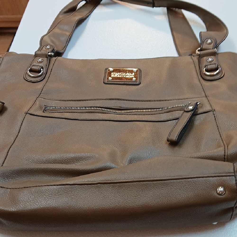 Kenneth Cole Reaction Brown Shoulder Bag with Gold Hardware